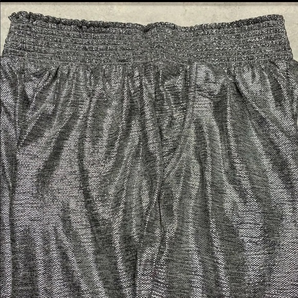 New Anthropologie Pants Womens Silver Metallic Shimmer Elastic Waist Jog… - Picture 4 of 9
